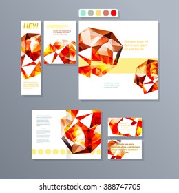 Set of Flyer, Brochure Design Templates. Geometric Triangular Abstract Modern Backgrounds.