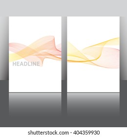 Set of Flyer, Brochure Design Templates. Smoke waves in various colors. Abstract Modern Backgrounds. Mobile Technologies, Applications and Online Services. Mock up.