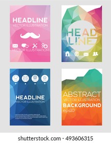 Set of Flyer, Brochure Design Templates. Geometric Triangular Abstract Modern Backgrounds. Mobile Technologies, Applications and Online Services Infographic Concept