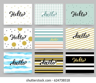 Set of Flyer, Brochure Design Templates with Hello Lettering. Abstract Modern Backgrounds. Vector background EPS10