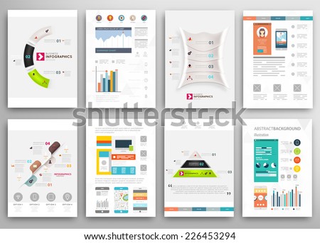 Set of Flyer, Brochure Design Templates. Geometric Triangular Abstract Modern Backgrounds. Mobile Technologies, Applications and Online Services Infographic Concept.