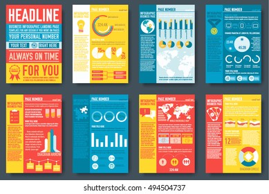 Set of flyer and brochure of flat infographics and chart element with typography text concept illustration. Your vector template for you design a4 print, web and mobile applications
