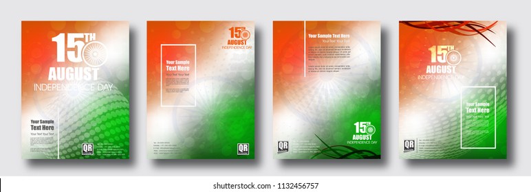 Set of Flyer or Brochure for Happy Independence day of India festival With Elegant Indian flag theme, Good Concept, Beautiful Greeting Card Design and Background Vector Illustration...