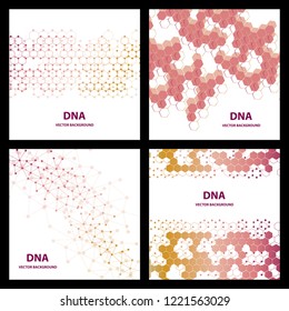 Set flyer, brochure size A4 template,banner. Molecular structure with connected lines and dots. Scientific pattern atom DNA with elements for magazine, leaflet, cover, poster design