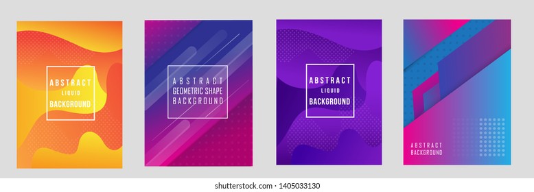set of flyer, cover, brochure, poster or banner template design with abstract geometric colorful background