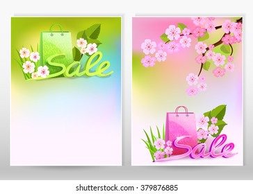 Set flyer or cover design with spring and summer sale.