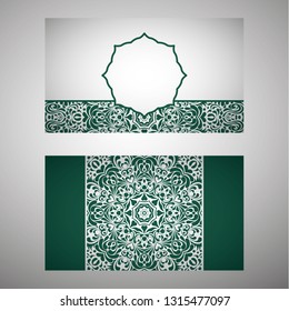 Set of flyer, cover elements of mandala pattern. Oriental motif. Hand painted texture background. Wedding invitations, cards and business templates. Decorative card design printing. Vector EPS 10