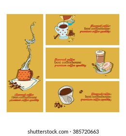 set of flyer design for the best coffeehouse. Cafe Template Set - Vector Illustration, Graphic Design, Editable For Your Design