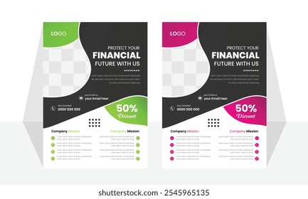 Conjunto de layout de design de Panfleto para negócios. Resumo com cor...