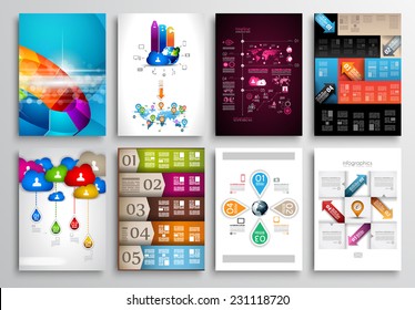 Set of Flyer Design, Web Templates. Brochure Designs, Technology Backgrounds. Mobile Technologies, Infographic  and statistic Concepts and Applications covers.