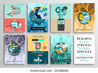 Set of Flyer Design, Web Templates. Brochure Designs, Technology Backgrounds. Mobile Technologies, Infographic  ans statistic Concepts and Applications covers.