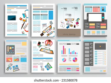 Set of Flyer Design, Web Templates. Brochure Designs, Technology Backgrounds. Mobile Technologies, Infographic  ans statistic Concepts and Applications covers.