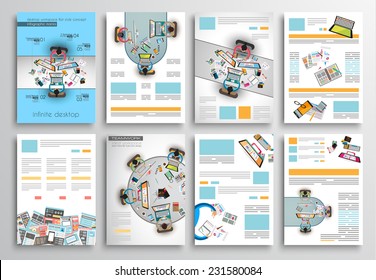 Set of Flyer Design, Web Templates. Brochure Designs, Technology Backgrounds. Mobile Technologies, Infographic  ans statistic Concepts and Applications covers.