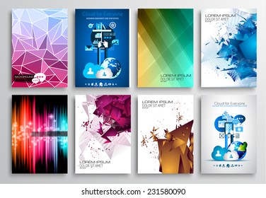 Set of Flyer Design, Web Templates. Brochure Designs, Technology Backgrounds. Mobile Technologies, Infographic  ans statistic Concepts and Applications covers.