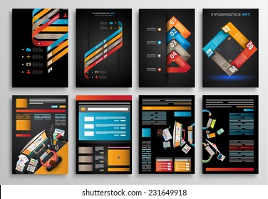 Set of Flyer Design, Web Templates. Brochure Designs, Technology Backgrounds. Mobile Technologies, Infographic  ans statistic Concepts and Applications covers.