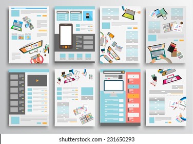 Set of Flyer Design, Web Templates. Brochure Designs, Technology Backgrounds. Mobile Technologies, Infographic  ans statistic Concepts and Applications covers.