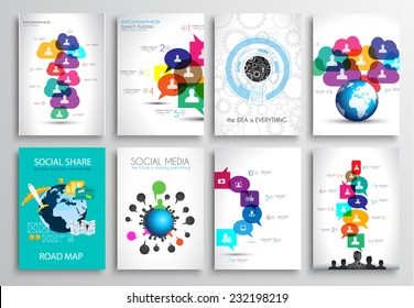 Set of Flyer Design, Web Templates. Brochure Designs, Technology Backgrounds. Mobile Technologies, Infographic  ans statistic Concepts and Applications covers.