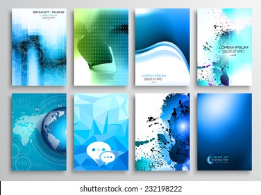 Set of Flyer Design, Web Templates. Brochure Designs, Technology Backgrounds. Mobile Technologies, Infographic  ans statistic Concepts and Applications covers.