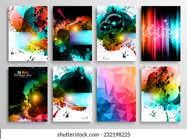 Set of Flyer Design, Web Templates. Brochure Designs, Technology Backgrounds. Mobile Technologies, Infographic  ans statistic Concepts and Applications covers.