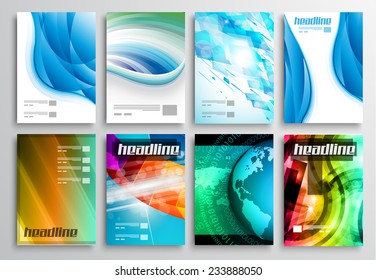 Set of Flyer Design, Web Templates. Brochure Designs, Technology Backgrounds. Mobile Technologies, Infographic  ans statistic Concepts and Applications covers.