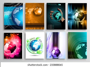 Set of Flyer Design, Web Templates. Brochure Designs, Technology Backgrounds. Mobile Technologies, Infographic  ans statistic Concepts and Applications covers.