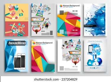 Set of Flyer Design, Web Templates. Brochure Designs, Technology Backgrounds. Mobile Technologies, Infographic  ans statistic Concepts and Applications covers.