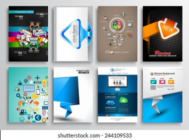 Set of Flyer Design, Web Templates. Brochure Designs, Technology Backgrounds. Mobile Technologies, Infographic  ans statistic Concepts and Applications covers.