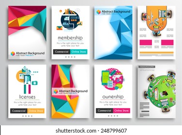 Set of Flyer Design, Web Templates. Brochure Designs, Technology Backgrounds. Mobile Technologies, Infographic  ans statistic Concepts and Applications covers.