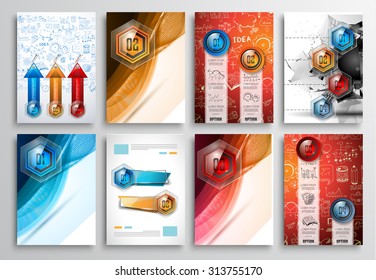 Set of Flyer Design, Web Templates. Brochure Designs, Technology Backgrounds. Mobile Technologies, Infographic ans statistic Concepts and Applications covers.