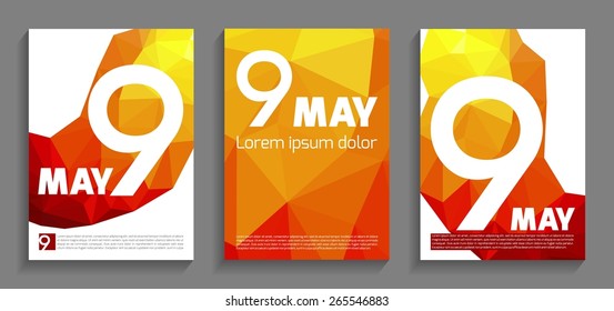 Set Flyer, holiday May 9, brochure design templates. Modern Abstract Geometric Triangle background