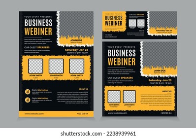 Set of Flyer Instagram Post and Banner for Business webinar. Webinar and business conference social media banner template. facebook cover webinar invitation template. Business conference flyer square 