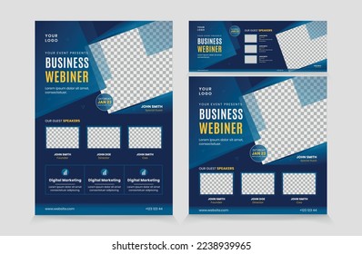 Set of Flyer Instagram Post and Banner for Business webinar. Webinar and business conference social media banner template. facebook cover webinar invitation template. Business conference flyer square 