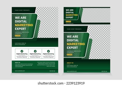 Set of Flyer Instagram Post and Banner for Business webinar. Webinar and business conference social media banner template. facebook cover webinar invitation template. Business conference flyer square 
