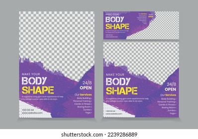 Juego de planilla de portada de Instagram Post y Facebook Cover Template para Gym y fitness business, Banner Template Design para fitness, plaza de publicación y portada de pancartas vectoriales eps 10