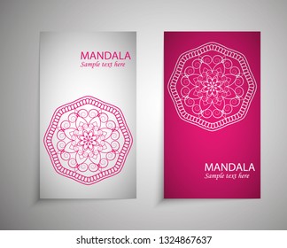 Set of flyer, leaflets, brochures, templates design. Vintage card with patterns and designs of the mandala. Floral ornaments in Eastern style. Islam, Arabic, Indian, Ottoman motifs