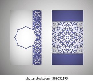 Set of flyer, leaflets, brochures, templates design. Vintage card with patterns and designs of the mandala. Floral ornaments in Eastern style. Islam, Arabic, Indian, Ottoman motifs.