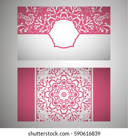 Set of flyer, leaflets, brochures, templates design. Vintage card with patterns and designs of the mandala. Floral ornaments in Eastern style. Islam, Arabic, Indian, Ottoman motifs.
