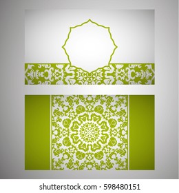 Set of flyer, leaflets, brochures, templates design. Vintage card with patterns and designs of the mandala. Floral ornaments in Eastern style. Islam, Arabic, Indian, Ottoman motifs.