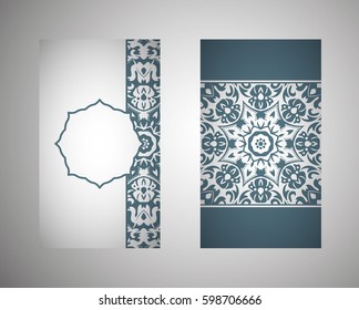 Set of flyer, leaflets, brochures, templates design. Vintage card with patterns and designs of the mandala. Floral ornaments in Eastern style. Islam, Arabic, Indian, Ottoman motifs.