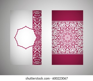 Set of flyer, leaflets, brochures, templates design. Vintage card with patterns and designs of the mandala. Floral ornaments in Eastern style. Islam, Arabic, Indian, Ottoman motifs.