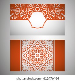 Set of flyer, leaflets, brochures, templates design. Vintage card with patterns and designs of the mandala. Floral ornaments in Eastern style. Islam, Arabic, Indian, Ottoman motifs.