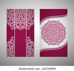Set of flyer, leaflets, brochures, templates design. Vintage card with patterns and designs of the mandala. Floral ornaments in Eastern style. Islam, Arabic, Indian, Ottoman motifs.