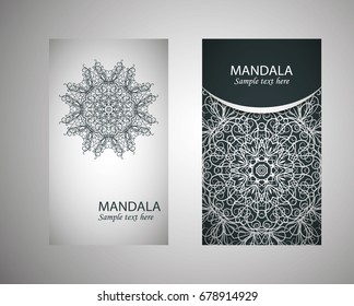 Set of flyer, leaflets, brochures, templates design. Vintage card with patterns and designs of the mandala. Floral ornaments in Eastern style. Islam, Arabic, Indian, Ottoman motifs.