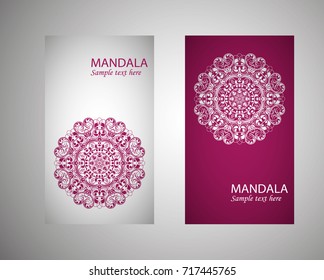 Set of flyer, leaflets, brochures, templates design. Vintage card with patterns and designs of the mandala. Floral ornaments in Eastern style. Islam, Arabic, Indian, Ottoman motifs.