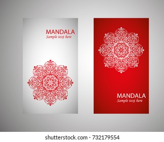 Set of flyer, leaflets, brochures, templates design. Vintage card with patterns and designs of the mandala. Floral ornaments in Eastern style. Islam, Arabic, Indian, Ottoman motifs.