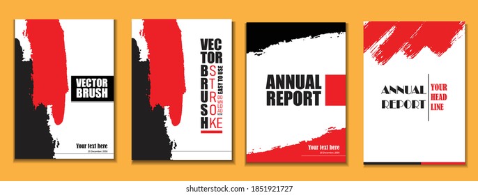 Set of flyer or poster or template with grunge background. Grunge brush in black and red color. Ink and paint background.  