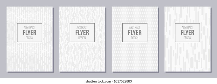 Set of flyer, posters, banners, placards, brochure design templates A6 size. Graphic design templates for logo, labels and badges. White and gray geometric textures. Abstract geometric backgrounds.
