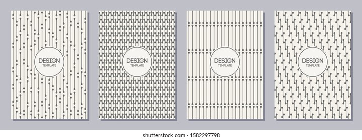 Set of flyer, posters, banners, placards, brochure design templates A6 size with vertical lines. Graphic design templates. Geometric textures. Abstract vector backgrounds.