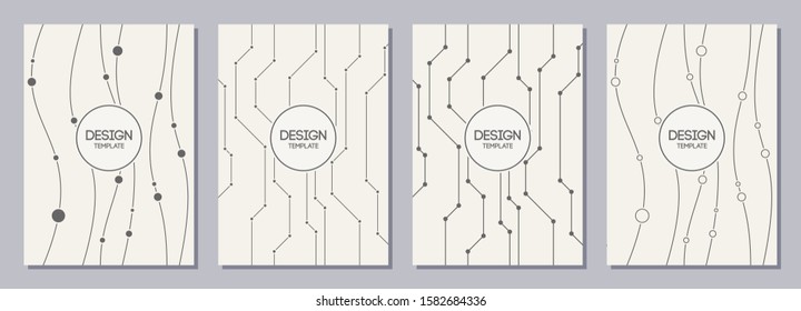 Set of flyer, posters, banners, placards, brochure design templates A6 size with smooth and straight lines. Graphic design templates. Geometric textures. Abstract vector backgrounds.