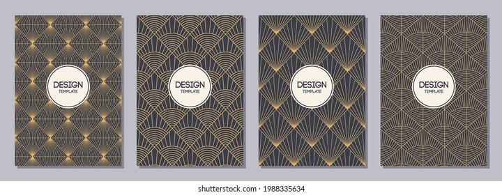 Set of flyer, posters, banners, placards, brochure design templates A6 size. Art deco color patterns. Graphic design templates for greeting and invitation cards. Abstract geometric vector backgrounds.